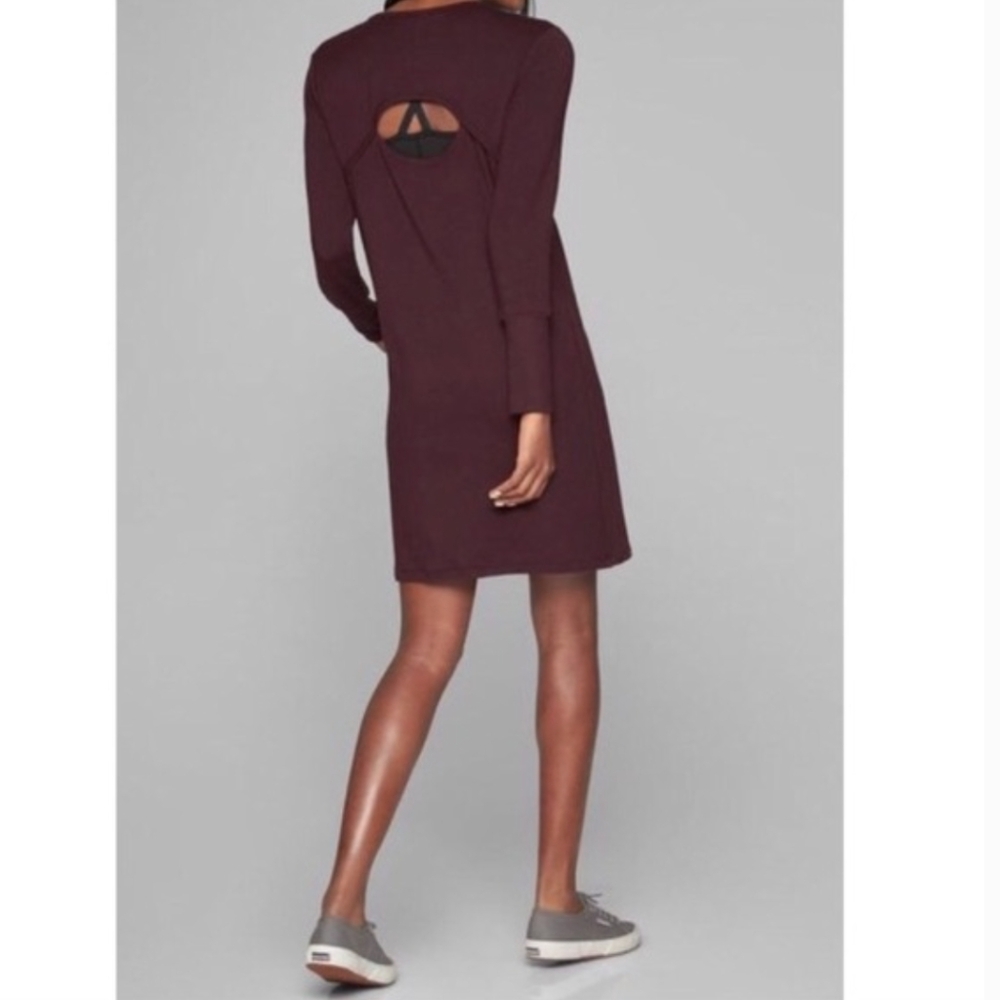 Athleta Crossover Burgundy Sweatshirt Dress